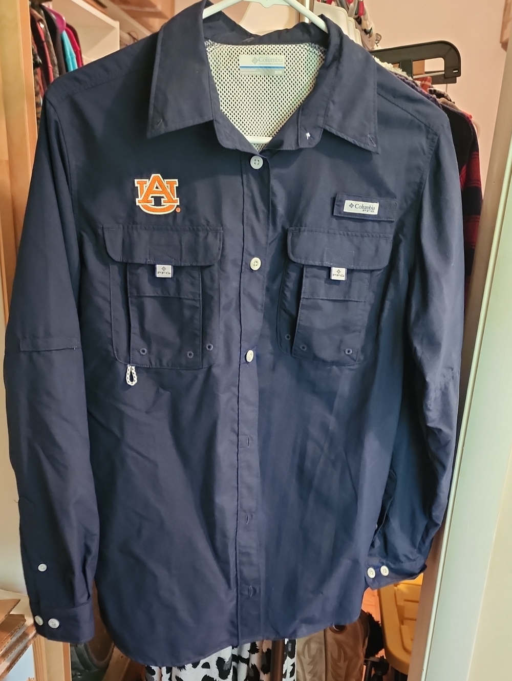 Columbia Navy Long-Sleeve Performance Shirt with Auburn Logo